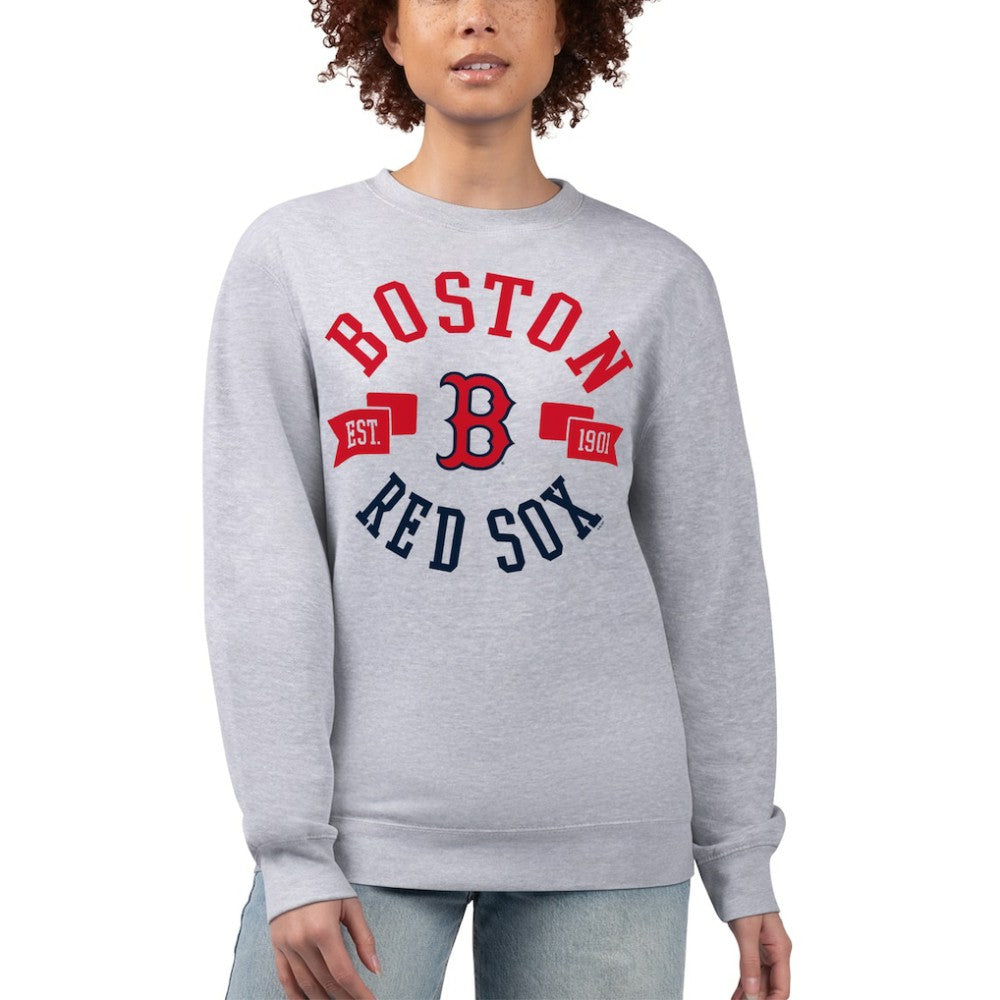 Boston Red Sox G-III 4Her by Carl Banks Women's Team Logo Fleece Pullover Sweatshirt - Heather Gray