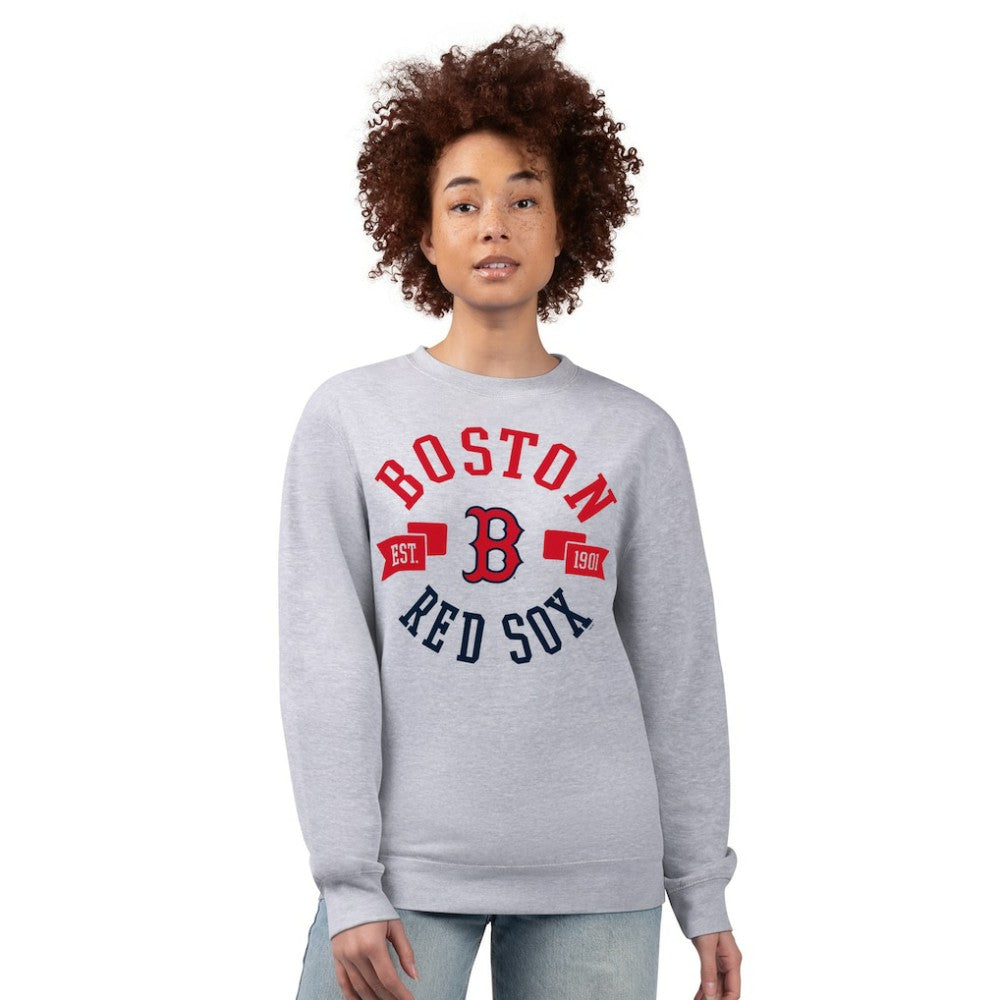 Boston Red Sox G-III 4Her by Carl Banks Women's Team Logo Fleece Pullover Sweatshirt - Heather Gray