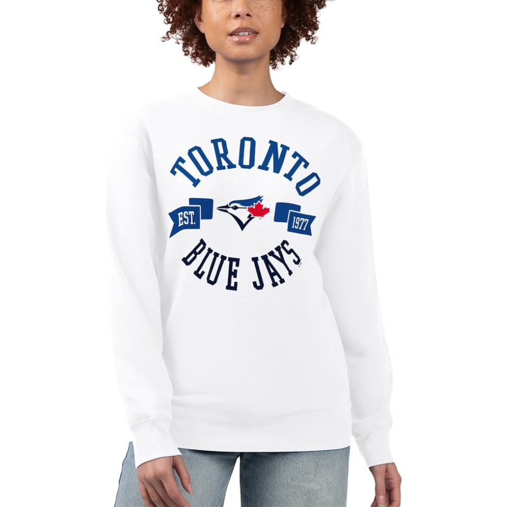 Toronto Blue Jays G-III 4Her by Carl Banks Women's Team Logo Fleece Pullover Sweatshirt - White
