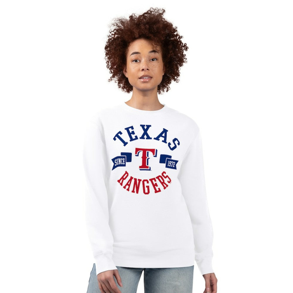 Texas Rangers G-III 4Her by Carl Banks Women's Team Logo Fleece Pullover Sweatshirt - White