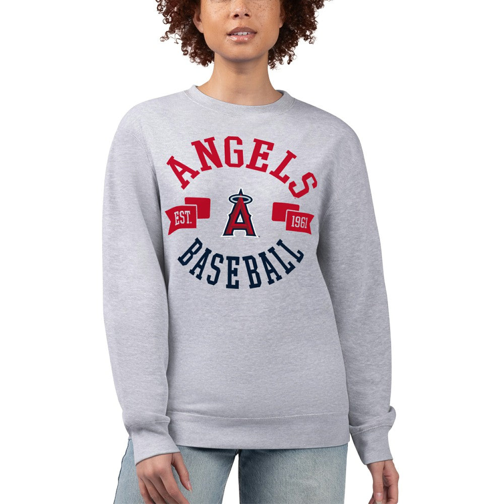 Los Angeles Angels G-III 4Her by Carl Banks Women's Team Logo Fleece Pullover Sweatshirt - Heather Gray