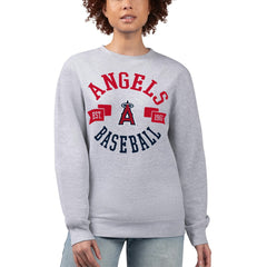 Los Angeles Angels G-III 4Her by Carl Banks Women's Team Logo Fleece Pullover Sweatshirt - Heather Gray