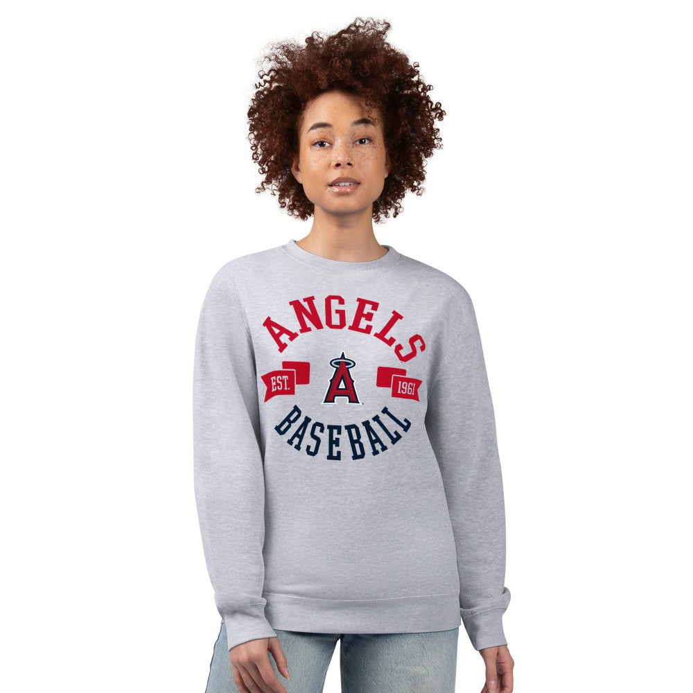Los Angeles Angels G-III 4Her by Carl Banks Women's Team Logo Fleece Pullover Sweatshirt - Heather Gray
