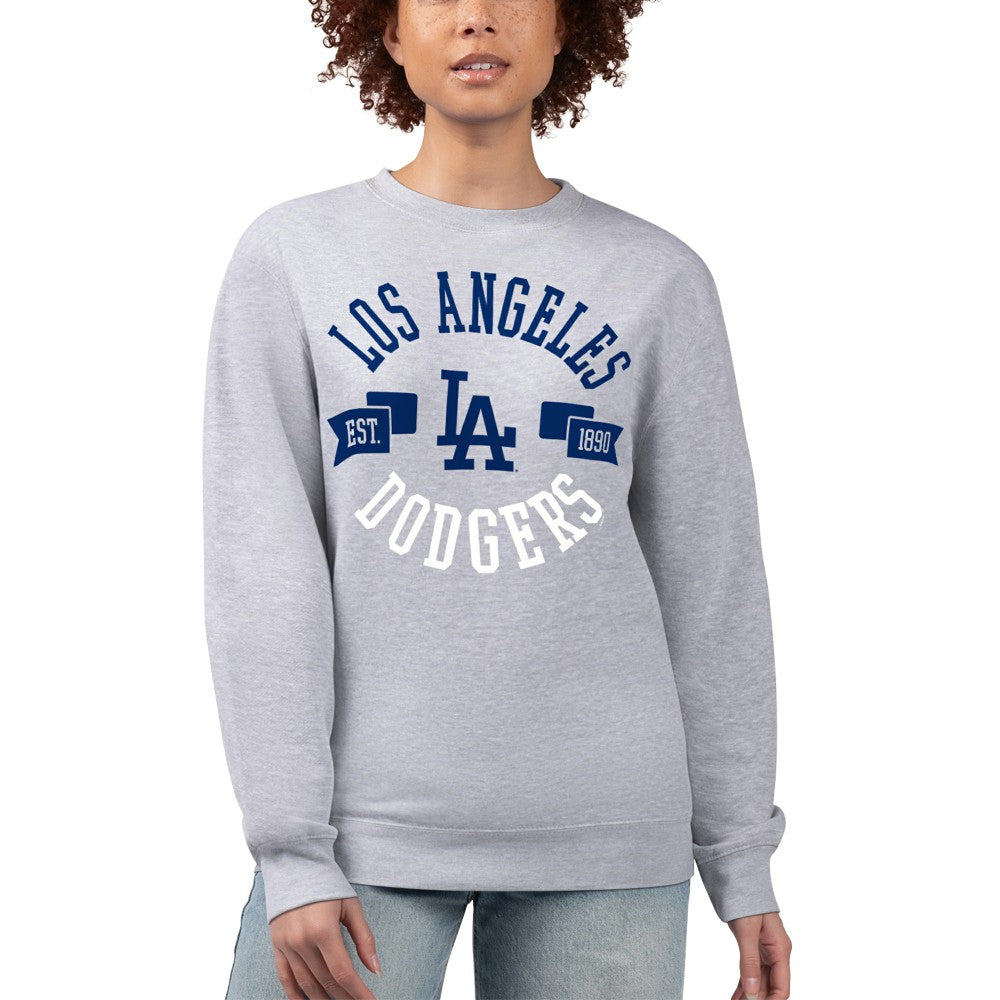 Los Angeles Dodgers G-III 4Her by Carl Banks Women's Team Logo Fleece Pullover Sweatshirt - Heather Gray