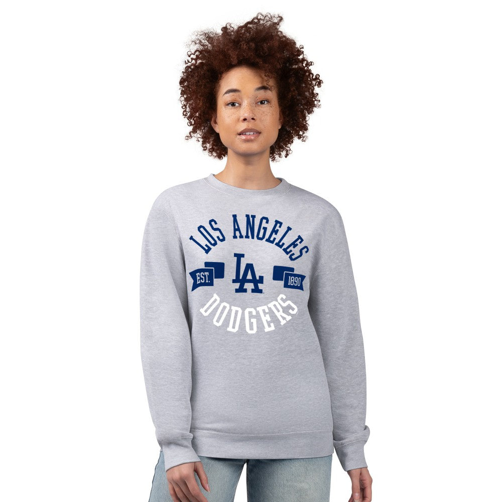 Los Angeles Dodgers G-III 4Her by Carl Banks Women's Team Logo Fleece Pullover Sweatshirt - Heather Gray