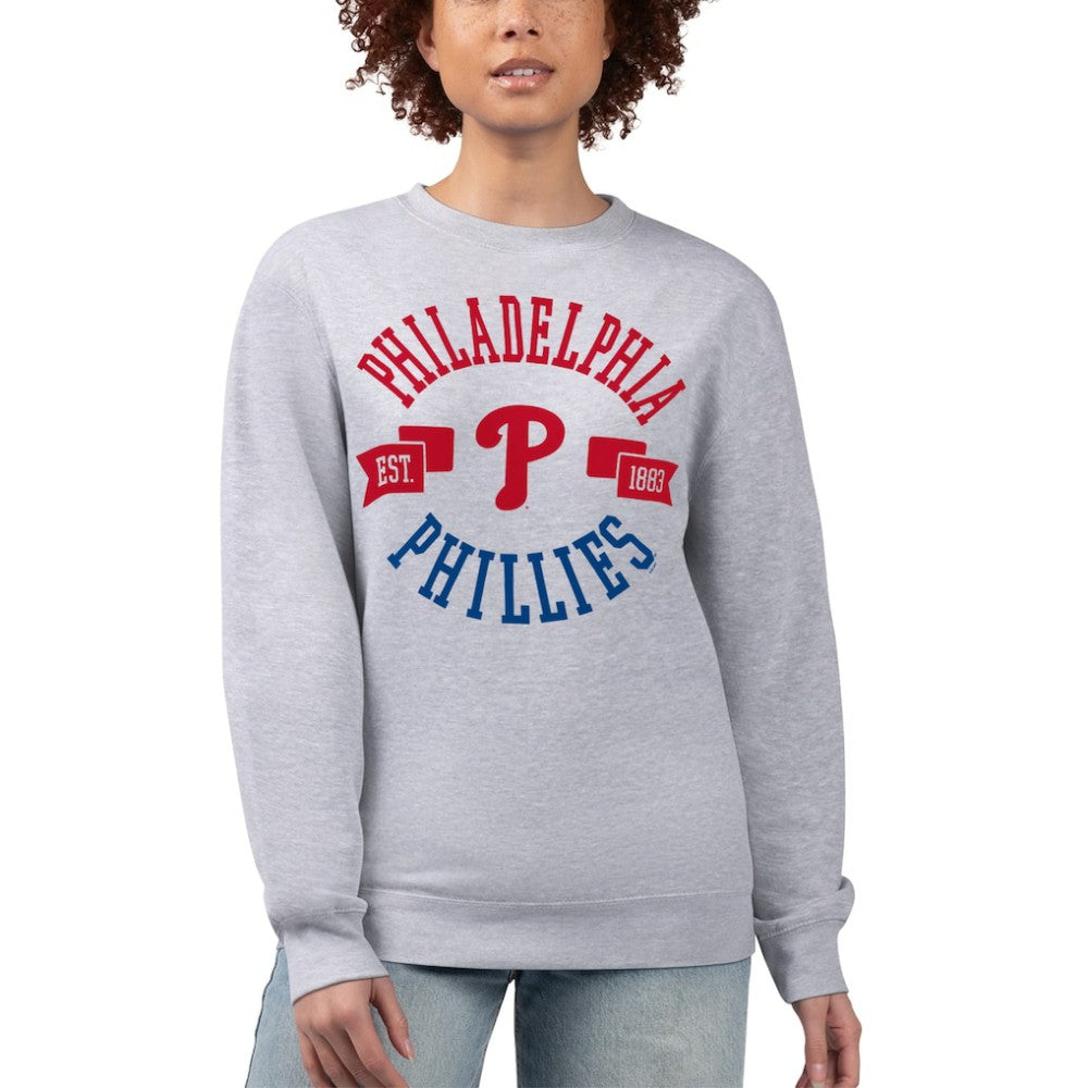 Philadelphia Phillies G-III 4Her by Carl Banks Women's Team Logo Fleece Pullover Sweatshirt - Heather Gray