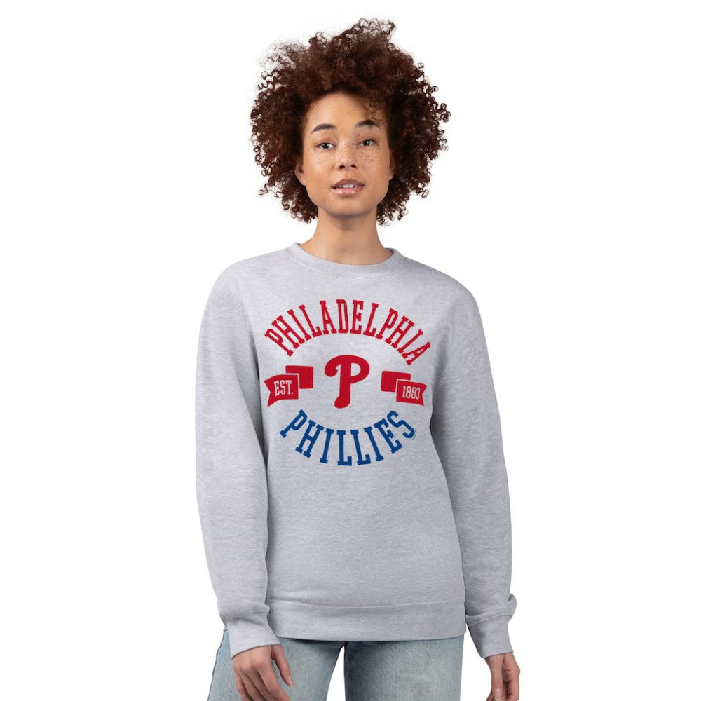 Philadelphia Phillies G-III 4Her by Carl Banks Women's Team Logo Fleece Pullover Sweatshirt - Heather Gray