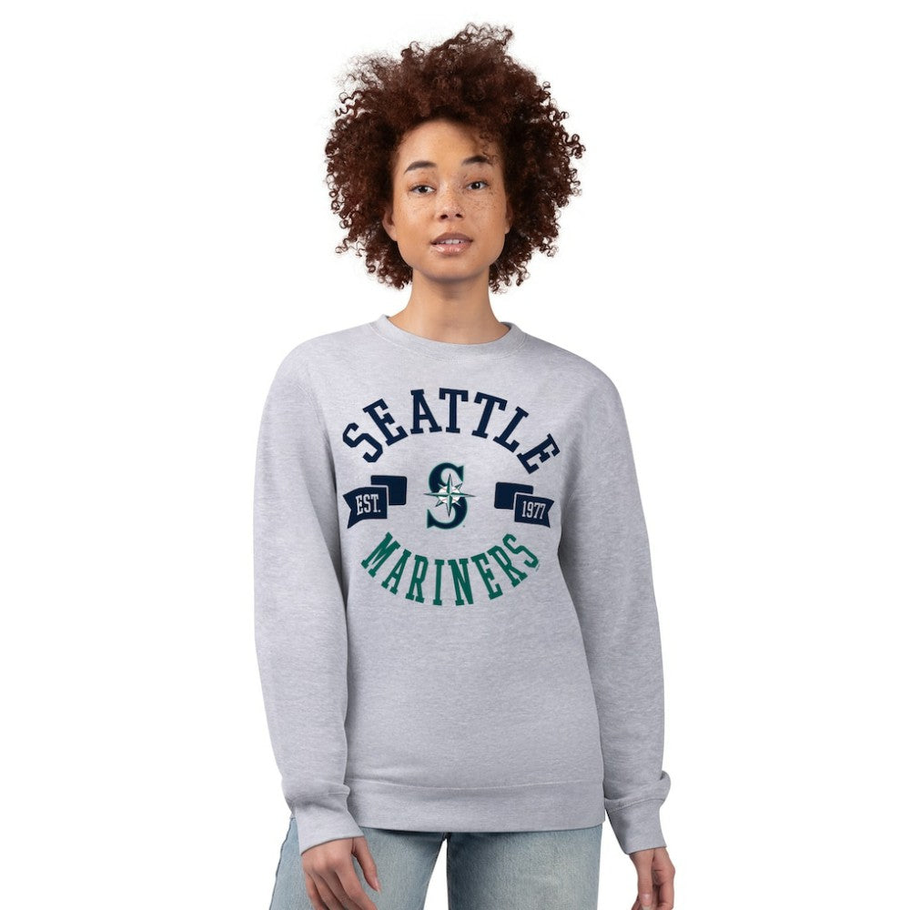 Seattle Mariners G-III 4Her by Carl Banks Women's Team Logo Fleece Pullover Sweatshirt - Heather Gray