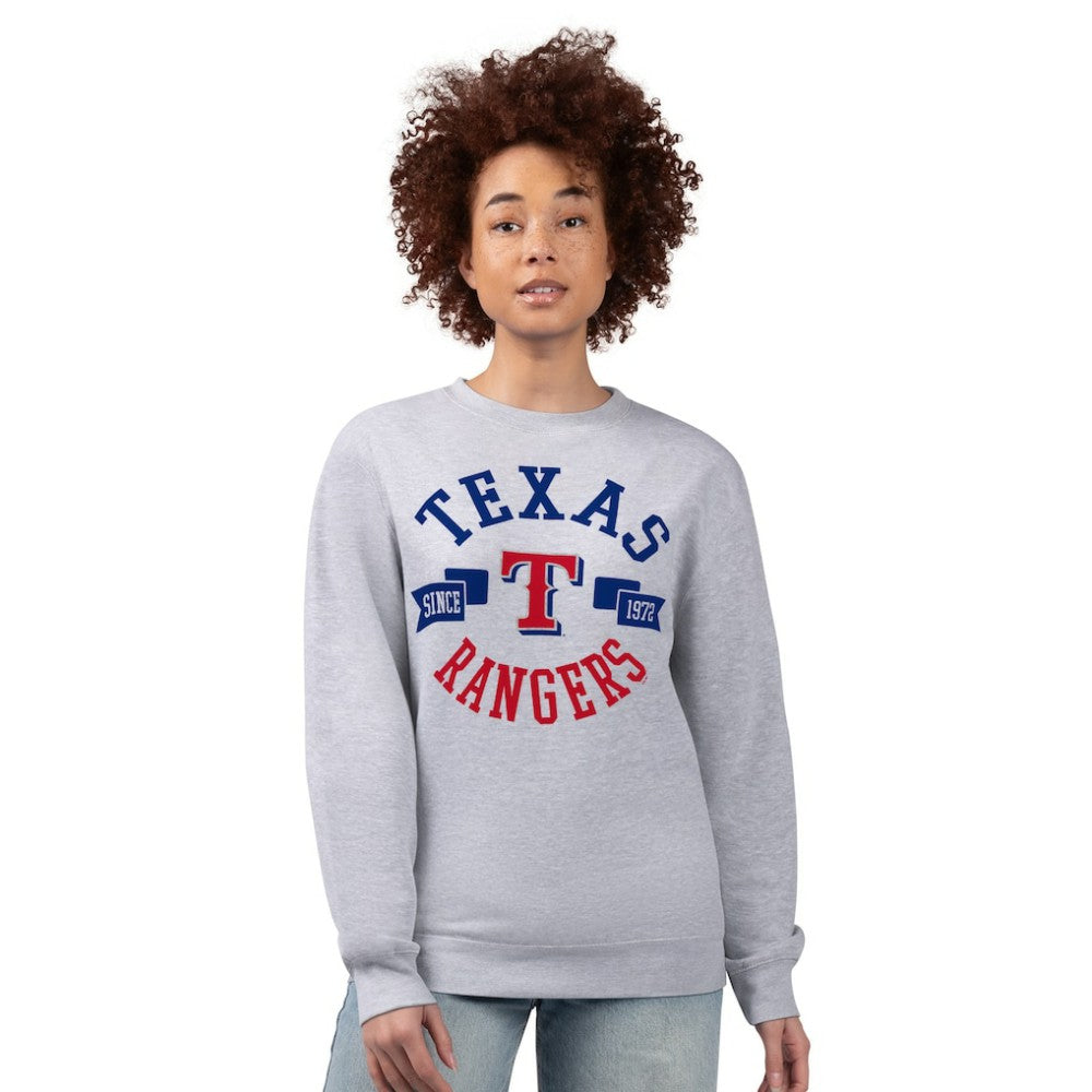 Texas Rangers G-III 4Her by Carl Banks Women's Team Logo Fleece Pullover Sweatshirt - Heather Gray