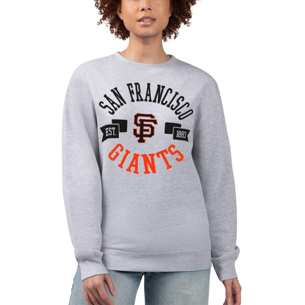 San Francisco Giants G-III 4Her by Carl Banks Women's Team Logo Fleece Pullover Sweatshirt - Heather Gray