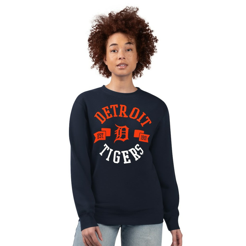 Detroit Tigers G-III 4Her by Carl Banks Women's Team Logo Fleece Pullover Sweatshirt - Navy