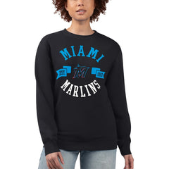 Miami Marlins G-III 4Her by Carl Banks Women's Team Logo Fleece Pullover Sweatshirt - Black