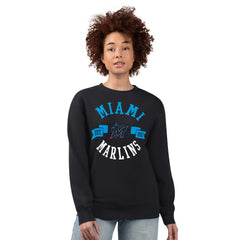 Miami Marlins G-III 4Her by Carl Banks Women's Team Logo Fleece Pullover Sweatshirt - Black