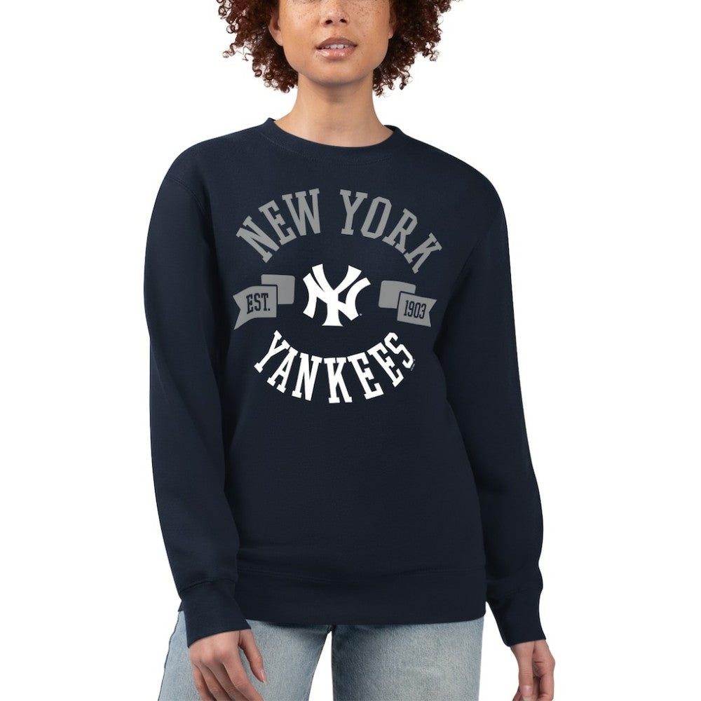 New York Yankees G-III 4Her by Carl Banks Women's Team Logo Fleece Pullover Sweatshirt - Navy