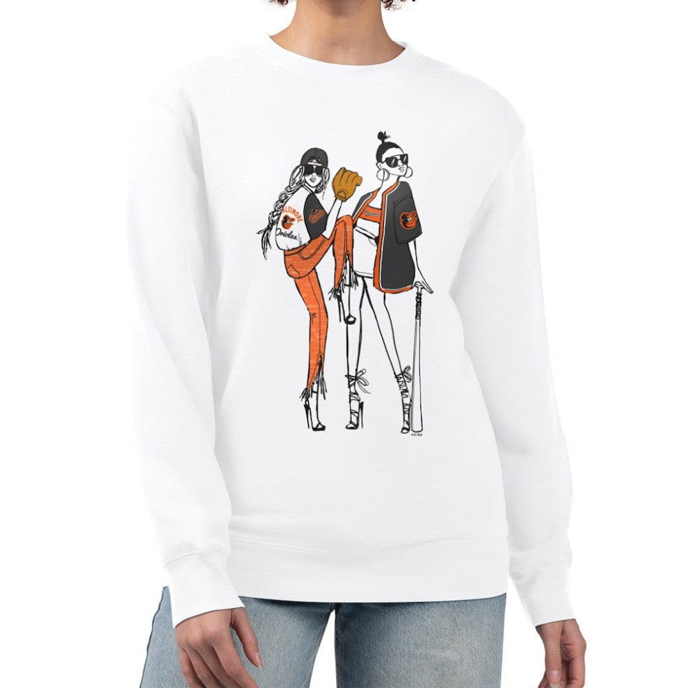 Baltimore Orioles G-III 4Her by Carl Banks Women's Baseball Girls Fleece Pullover Sweatshirt - White