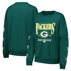 NFL Green Bay Packers Gameday Couture Women's Rhinestone Star Sleeve Settle the Score Oversized Pullover Sweatshirt