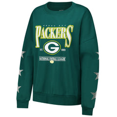 NFL Green Bay Packers Gameday Couture Women's Rhinestone Star Sleeve Settle the Score Oversized Pullover Sweatshirt