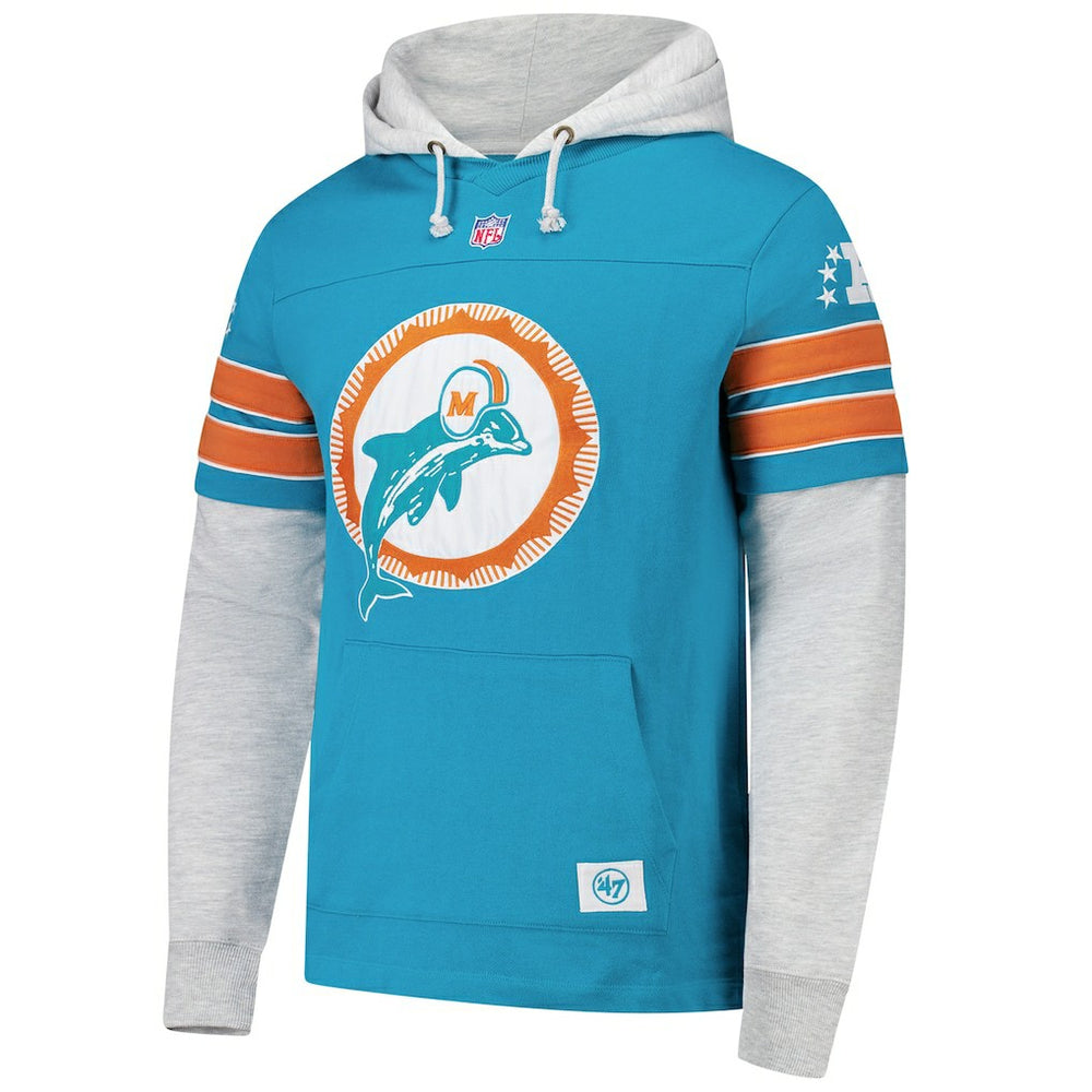 NFL Miami Dolphins '47 Throwback Double Header Blitz Cornerback Hoodie