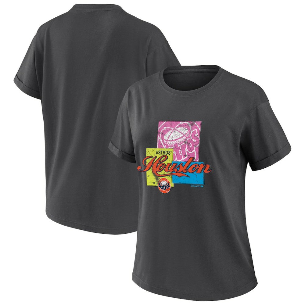 Houston Astros WEAR by Erin Andrews Women's Domestic Box Color Boyfriend T-Shirt - Charcoal