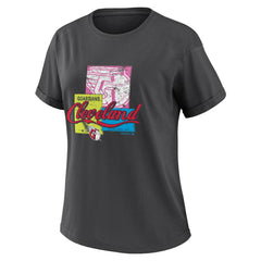 Cleveland Guardians WEAR by Erin Andrews Women's Domestic Box Color Boyfriend T-Shirt - Charcoal