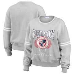 Boston Red Sox WEAR by Erin Andrews Women's Domestic Crest Pullover Sweatshirt - Heather Gray