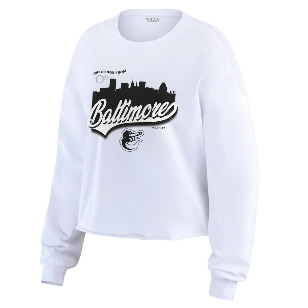 Baltimore Orioles WEAR by Erin Andrews Women's Domestic Postcard Long Sleeve T-Shirt - White