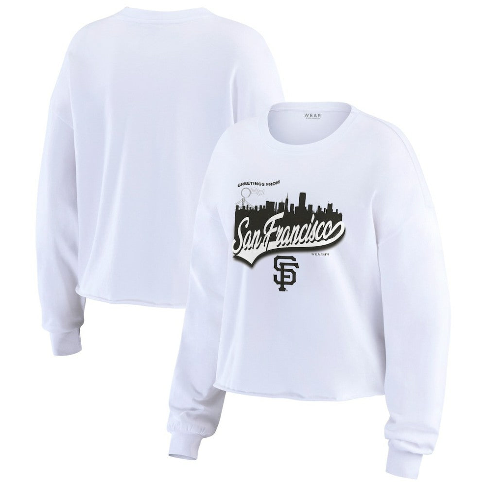 San Francisco Giants WEAR by Erin Andrews Women's Domestic Postcard Long Sleeve T-Shirt - White