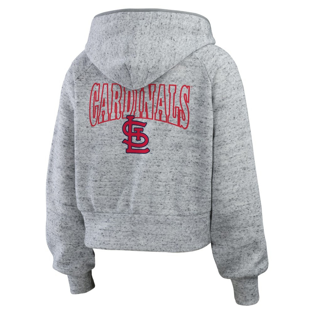 St. Louis Cardinals WEAR by Erin Andrews Women's Speckled Fleece Cropped Full-Zip Hoodie - Heather Gray