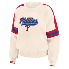 Philadelphia Phillies WEAR by Erin Andrews Women's Stripe Pullover Sweater - Cream
