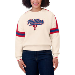 Philadelphia Phillies WEAR by Erin Andrews Women's Stripe Pullover Sweater - Cream