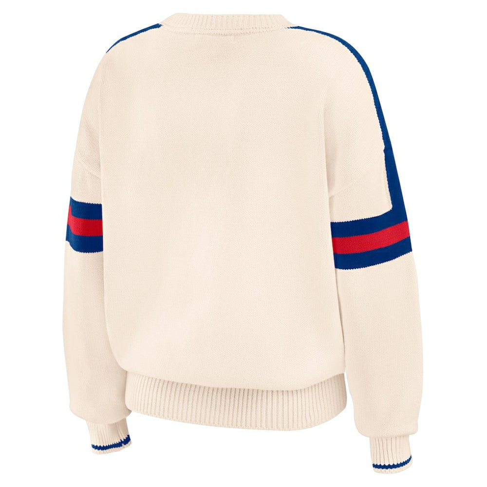 Chicago Cubs WEAR by Erin Andrews Women's Stripe Pullover Sweater - Cream