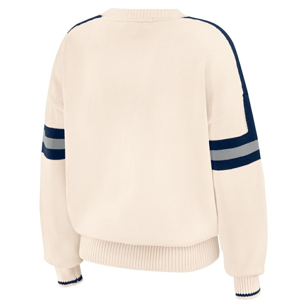 New York Yankees WEAR by Erin Andrews Women's Stripe Pullover Sweater - Cream