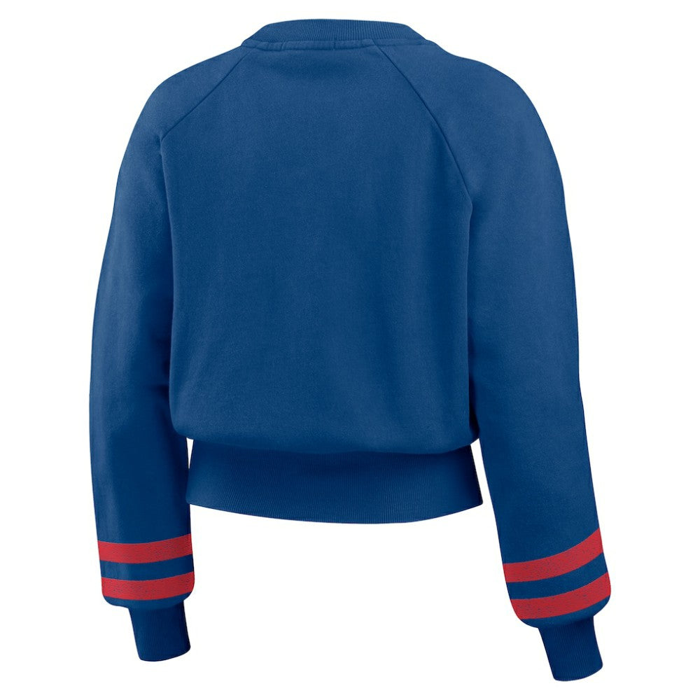 Chicago Cubs WEAR by Erin Andrews Women's Vintage Washed Cropped Pullover Sweatshirt - Royal