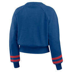 Chicago Cubs WEAR by Erin Andrews Women's Vintage Washed Cropped Pullover Sweatshirt - Royal