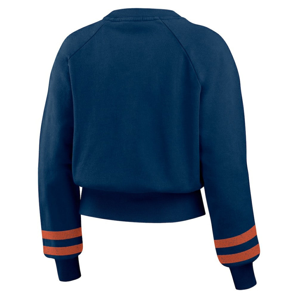 Houston Astros WEAR by Erin Andrews Women's Vintage Washed Cropped Pullover Sweatshirt - Navy