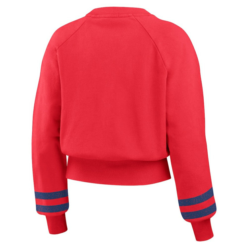 Philadelphia Phillies WEAR by Erin Andrews Women's Vintage Washed Cropped Pullover Sweatshirt - Red