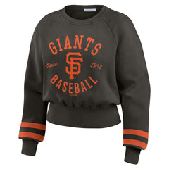San Francisco Giants WEAR by Erin Andrews Women's Vintage Washed Cropped Pullover Sweatshirt - Black