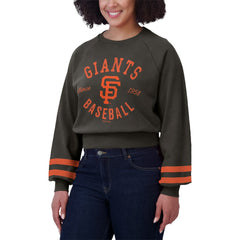San Francisco Giants WEAR by Erin Andrews Women's Vintage Washed Cropped Pullover Sweatshirt - Black