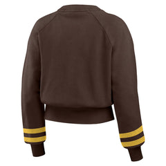 San Diego Padres WEAR by Erin Andrews Women's Vintage Washed Cropped Pullover Sweatshirt - Brown