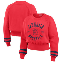 St. Louis Cardinals WEAR by Erin Andrews Women's Vintage Washed Cropped Pullover Sweatshirt - Red
