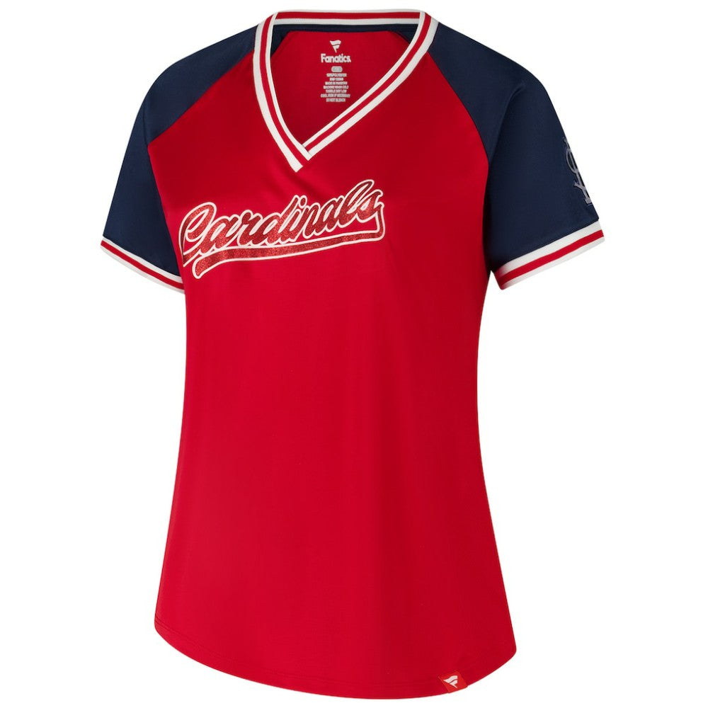 St. Louis Cardinals Profile Women's Plus Size Crossover V-Neck T-Shirt - Red