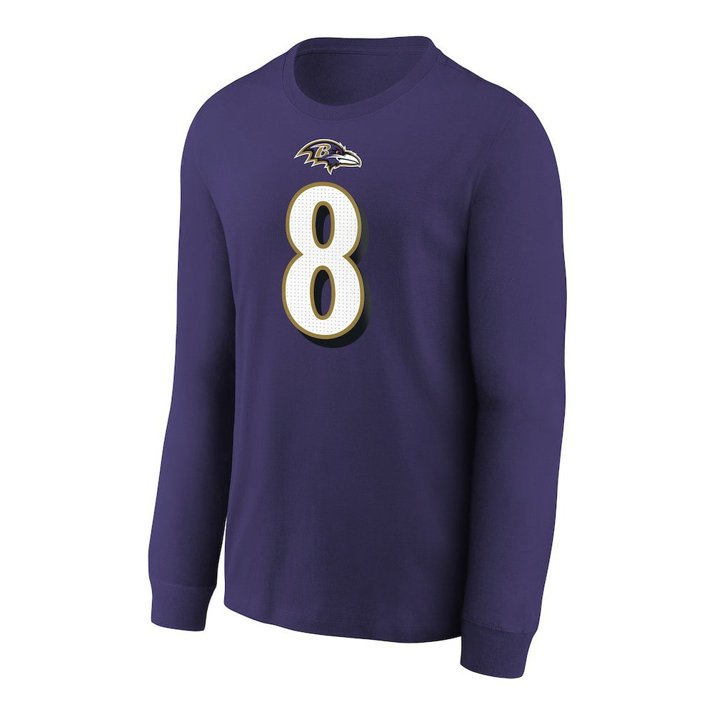 NFL Baltimore Ravens Lamar Jackson  Youth Player Name & Number Long Sleeve T-Shirt