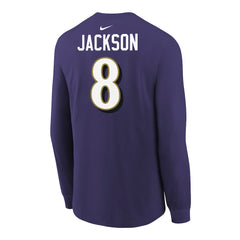NFL Baltimore Ravens Lamar Jackson  Youth Player Name & Number Long Sleeve T-Shirt