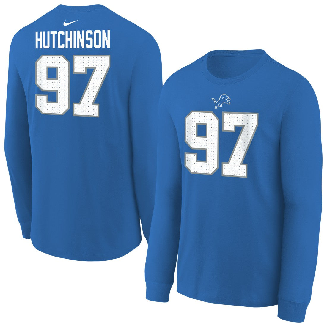 NFL Detroit Lions Aidan Hutchinson  Youth Player Name & Number Long Sleeve T-Shirt