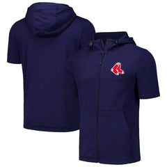 Boston Red Sox Levelwear Recruit Short Sleeve Full-Zip Hoodie - Navy