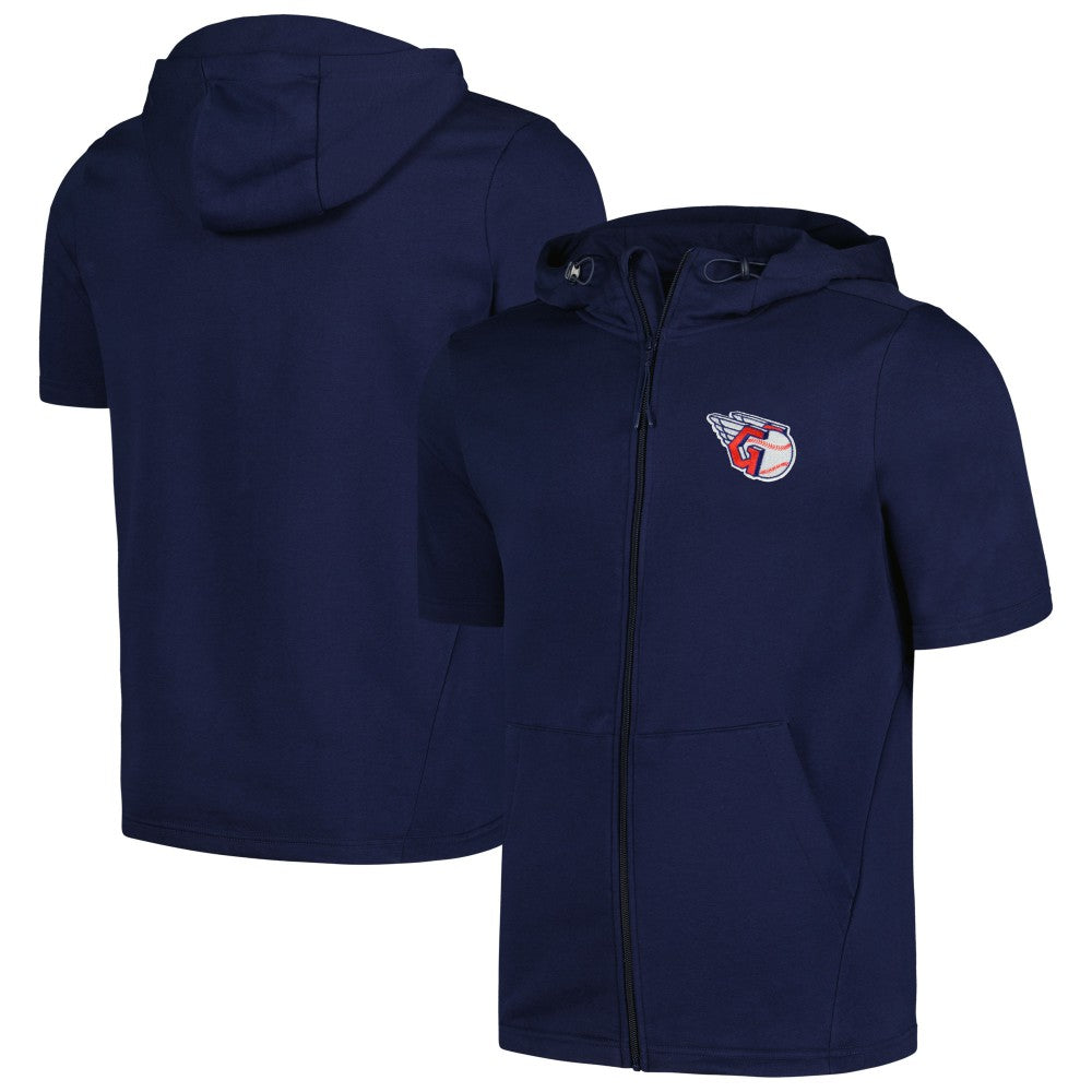 Cleveland Guardians Levelwear Recruit Short Sleeve Full-Zip Hoodie - Navy
