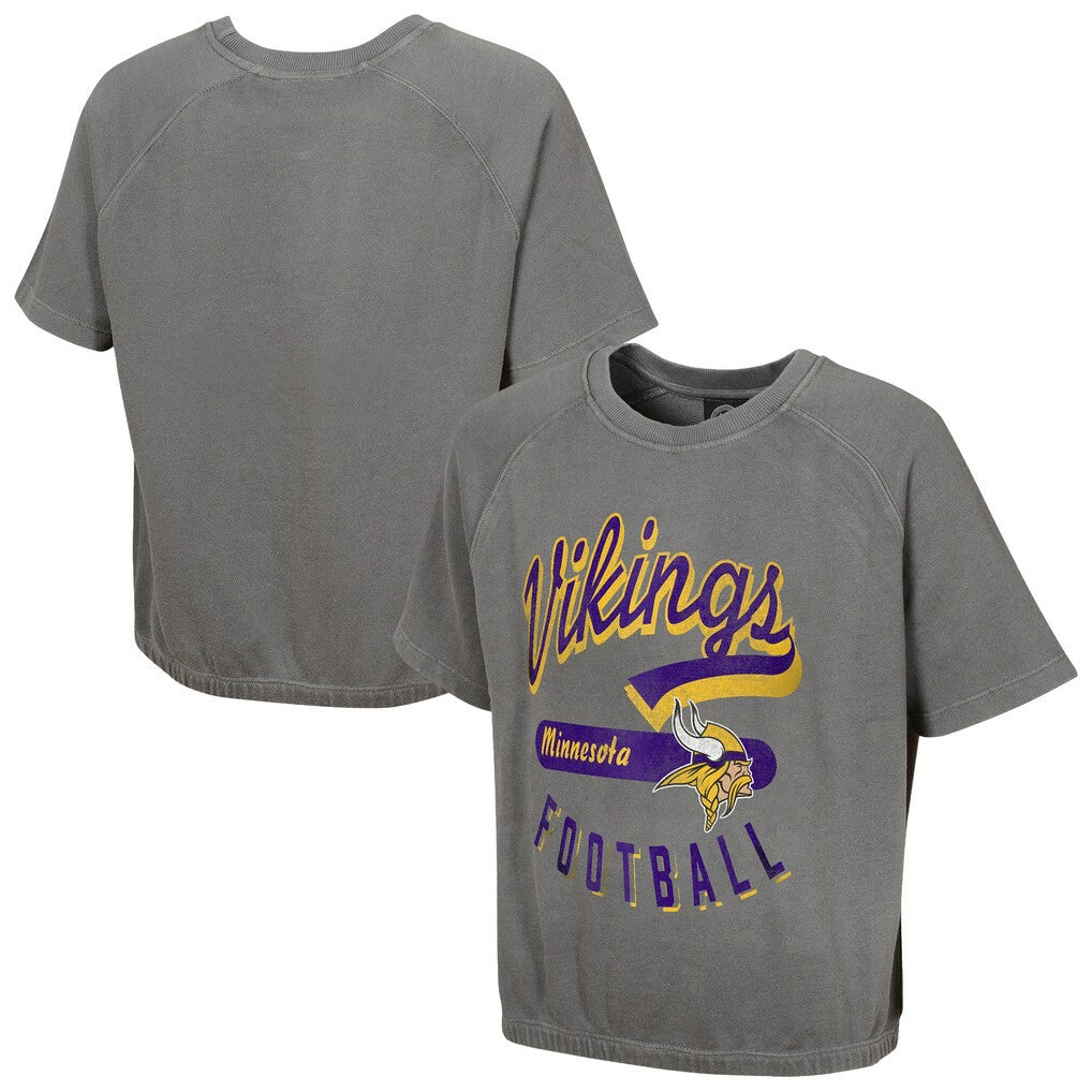 NFL Minnesota Vikings Women's Mineral Wash Short Sleeve Top