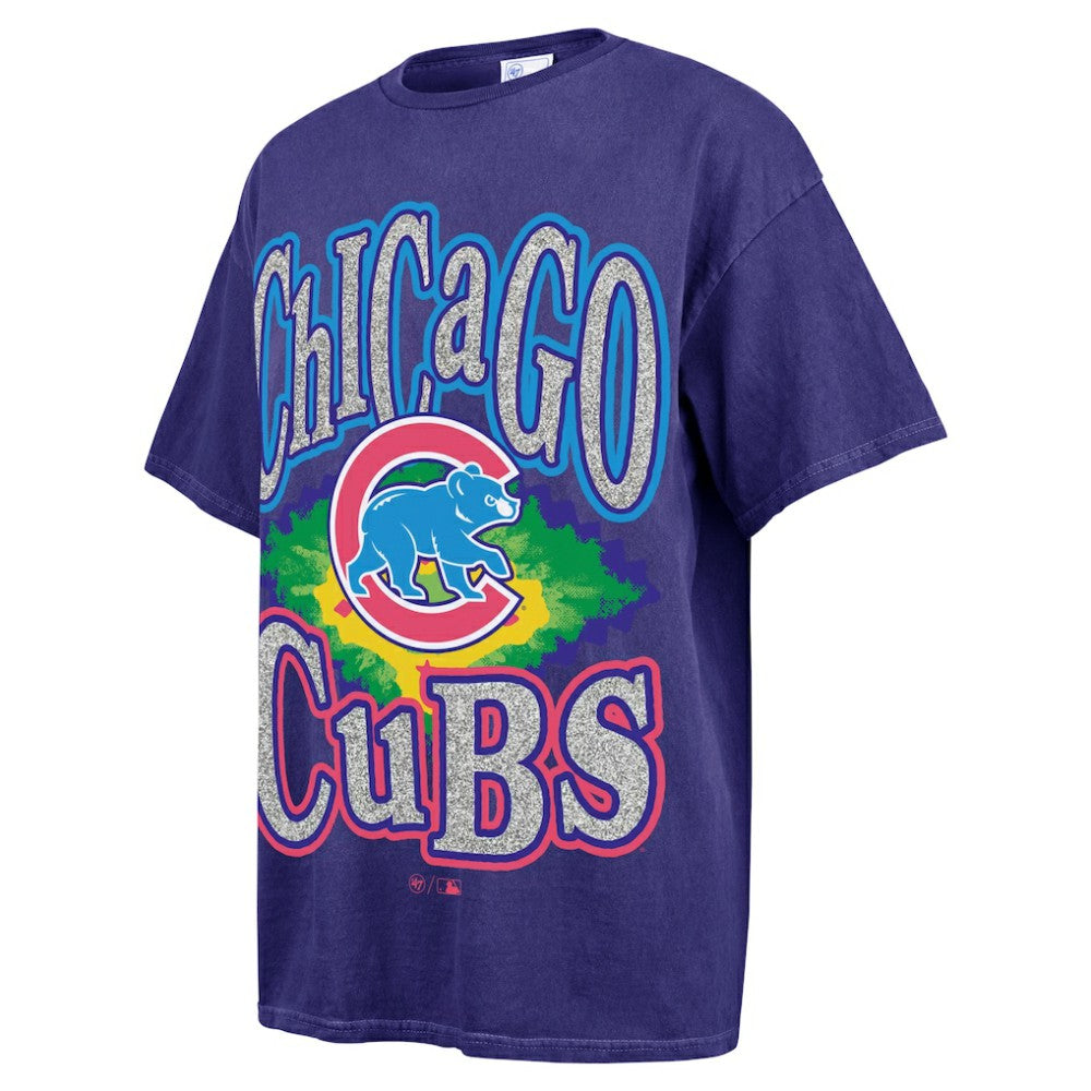 Chicago Cubs Women's Flashing Lights Boyfriend T-Shirt - Navy | 47 brand