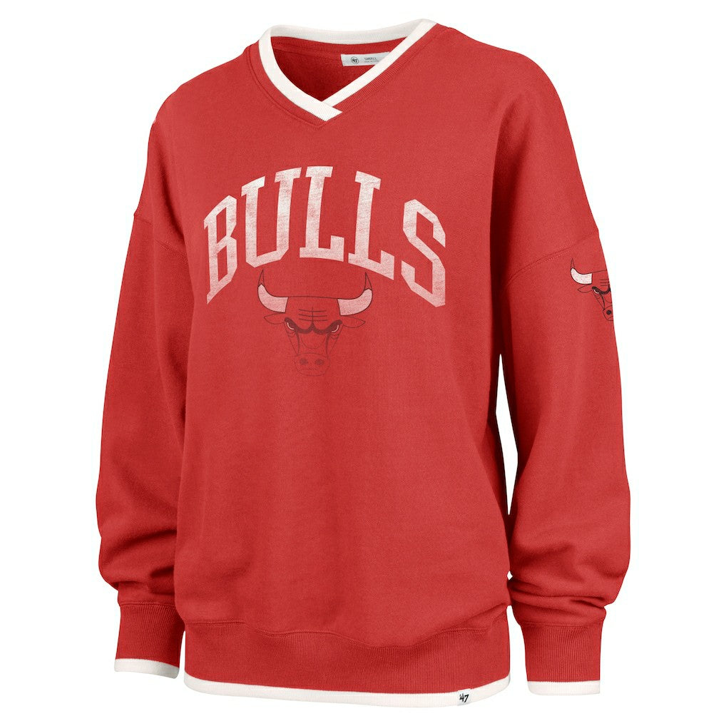 Chicago Bulls '47 Women's Rise Wax Pack Daze '80s Oversize Pullover Sweatshirt - Red | 47 brand cheap