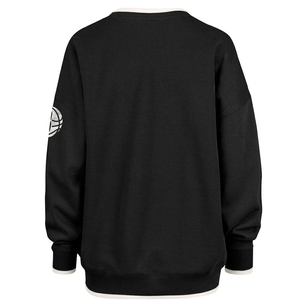 Brooklyn Nets '47 Women's Rise Wax Pack Daze '80s Oversize Pullover Sweatshirt - Black | 47 brand shop